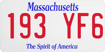 MA license plate 193YF6