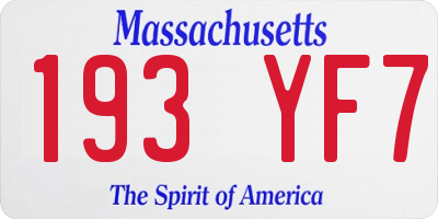 MA license plate 193YF7