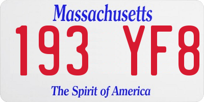 MA license plate 193YF8