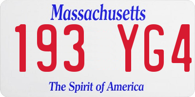 MA license plate 193YG4