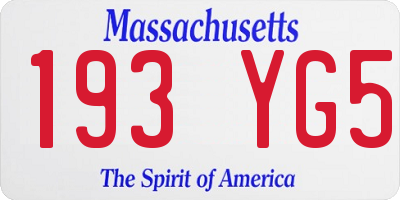 MA license plate 193YG5