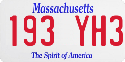 MA license plate 193YH3