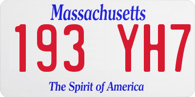 MA license plate 193YH7