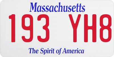 MA license plate 193YH8