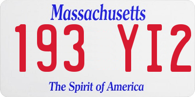 MA license plate 193YI2