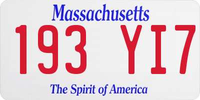 MA license plate 193YI7