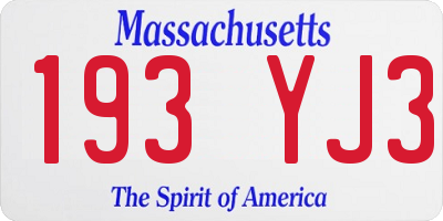 MA license plate 193YJ3