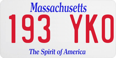 MA license plate 193YK0