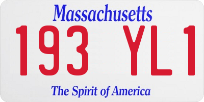 MA license plate 193YL1