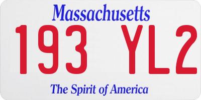 MA license plate 193YL2