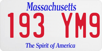 MA license plate 193YM9