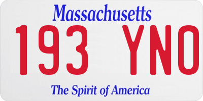 MA license plate 193YN0