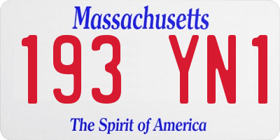 MA license plate 193YN1