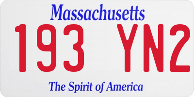 MA license plate 193YN2