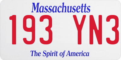 MA license plate 193YN3