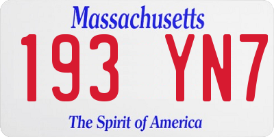 MA license plate 193YN7