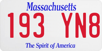 MA license plate 193YN8