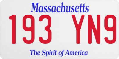 MA license plate 193YN9