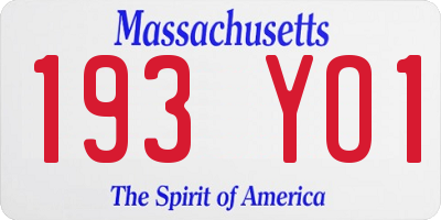 MA license plate 193YO1
