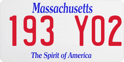 MA license plate 193YO2
