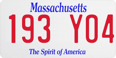 MA license plate 193YO4