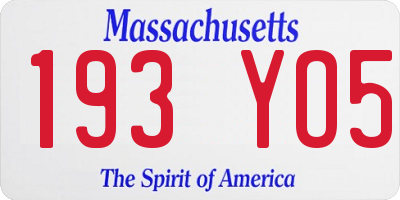 MA license plate 193YO5