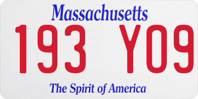 MA license plate 193YO9