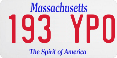 MA license plate 193YP0