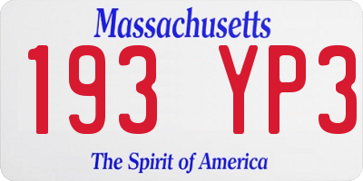MA license plate 193YP3