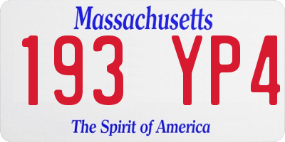 MA license plate 193YP4