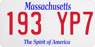 MA license plate 193YP7