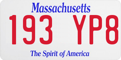 MA license plate 193YP8