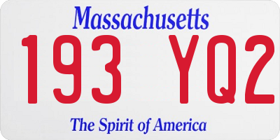 MA license plate 193YQ2