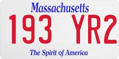 MA license plate 193YR2