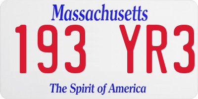MA license plate 193YR3