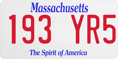 MA license plate 193YR5