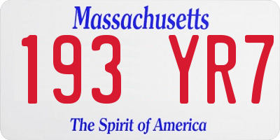 MA license plate 193YR7
