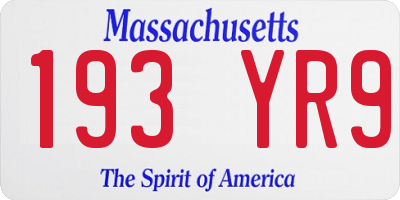 MA license plate 193YR9