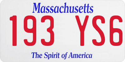 MA license plate 193YS6