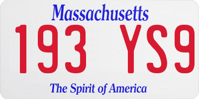 MA license plate 193YS9