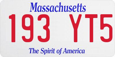 MA license plate 193YT5