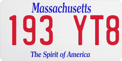 MA license plate 193YT8