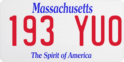 MA license plate 193YU0