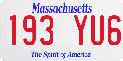 MA license plate 193YU6