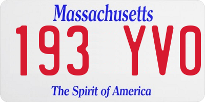 MA license plate 193YV0