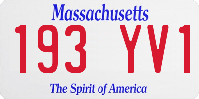 MA license plate 193YV1