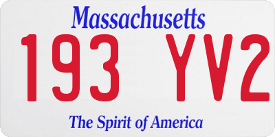MA license plate 193YV2