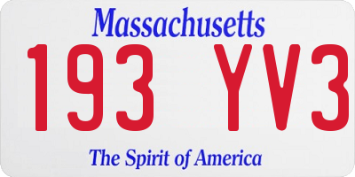 MA license plate 193YV3