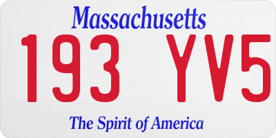 MA license plate 193YV5