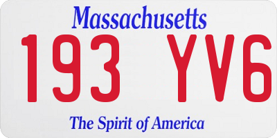 MA license plate 193YV6